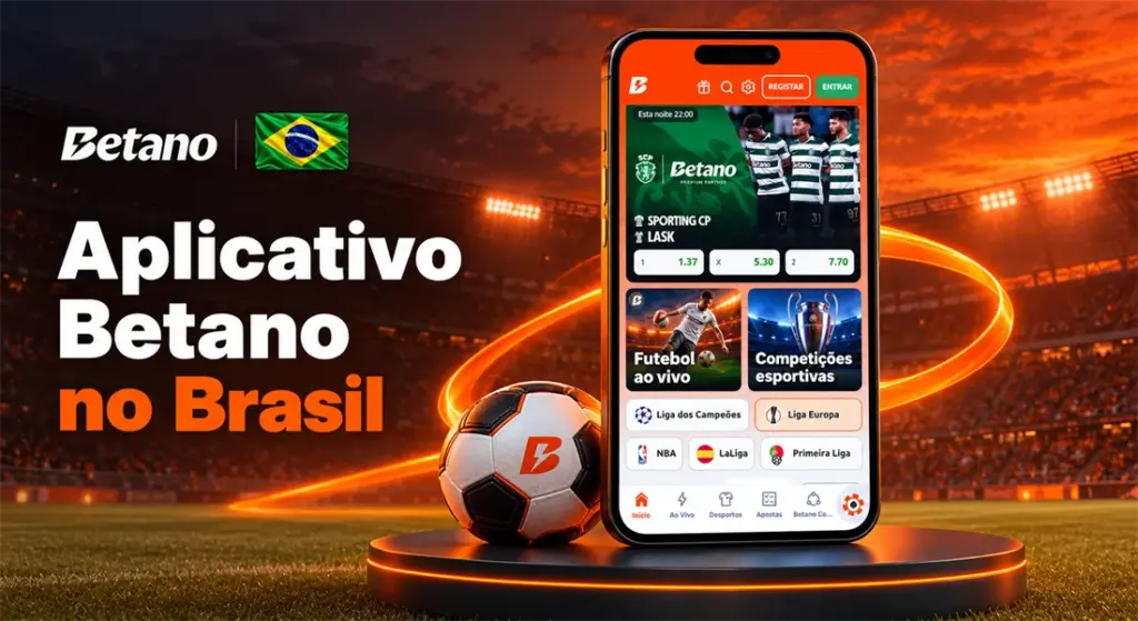 Aplicativo Betano no celular com futebol ao vivo e competições