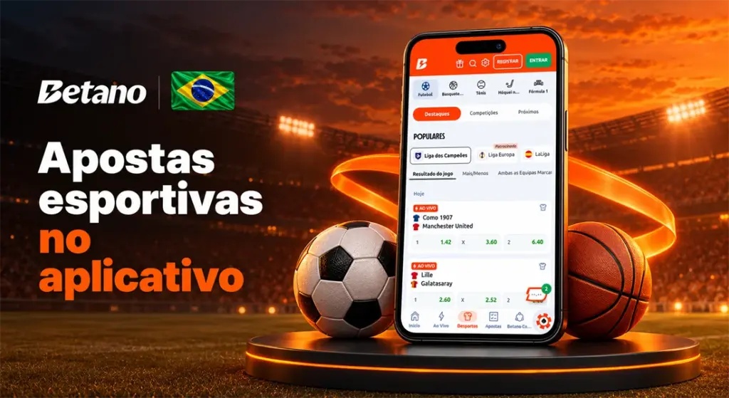 Tela do app Betano com esportes, partidas e odds