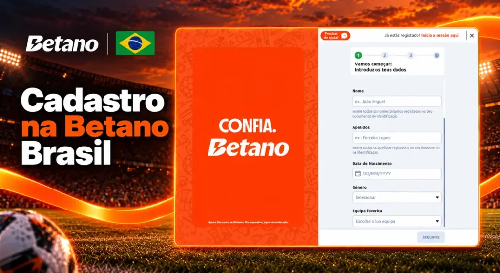 Formulário de cadastro na Betano com campos de dados pessoais