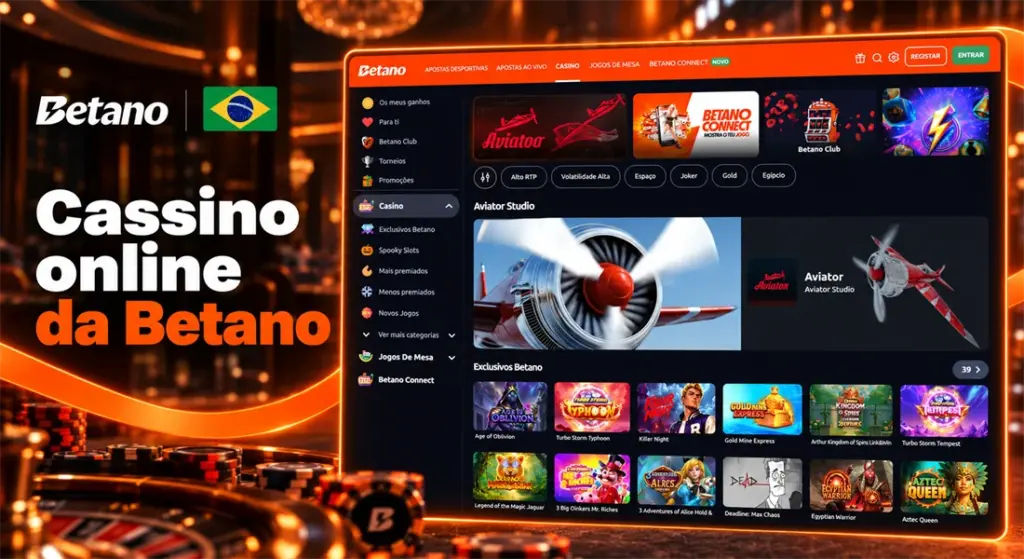 Página do cassino online da Betano com Aviator e jogos exclusivos