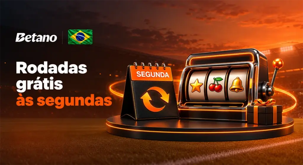 Ilustração de rodadas grátis da Betano às segundas-feiras com slot e calendário