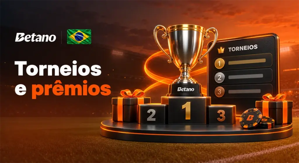 Troféu Betano, pódio e classificação representando torneios e prêmios